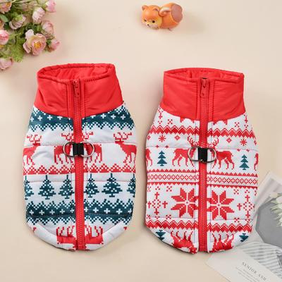 Winter Pet Dog Jacket Christmas Costume for Small Medium Dogs Cats Funny Christmas Deer Print Puppy Coat with D-ring Chihuahua