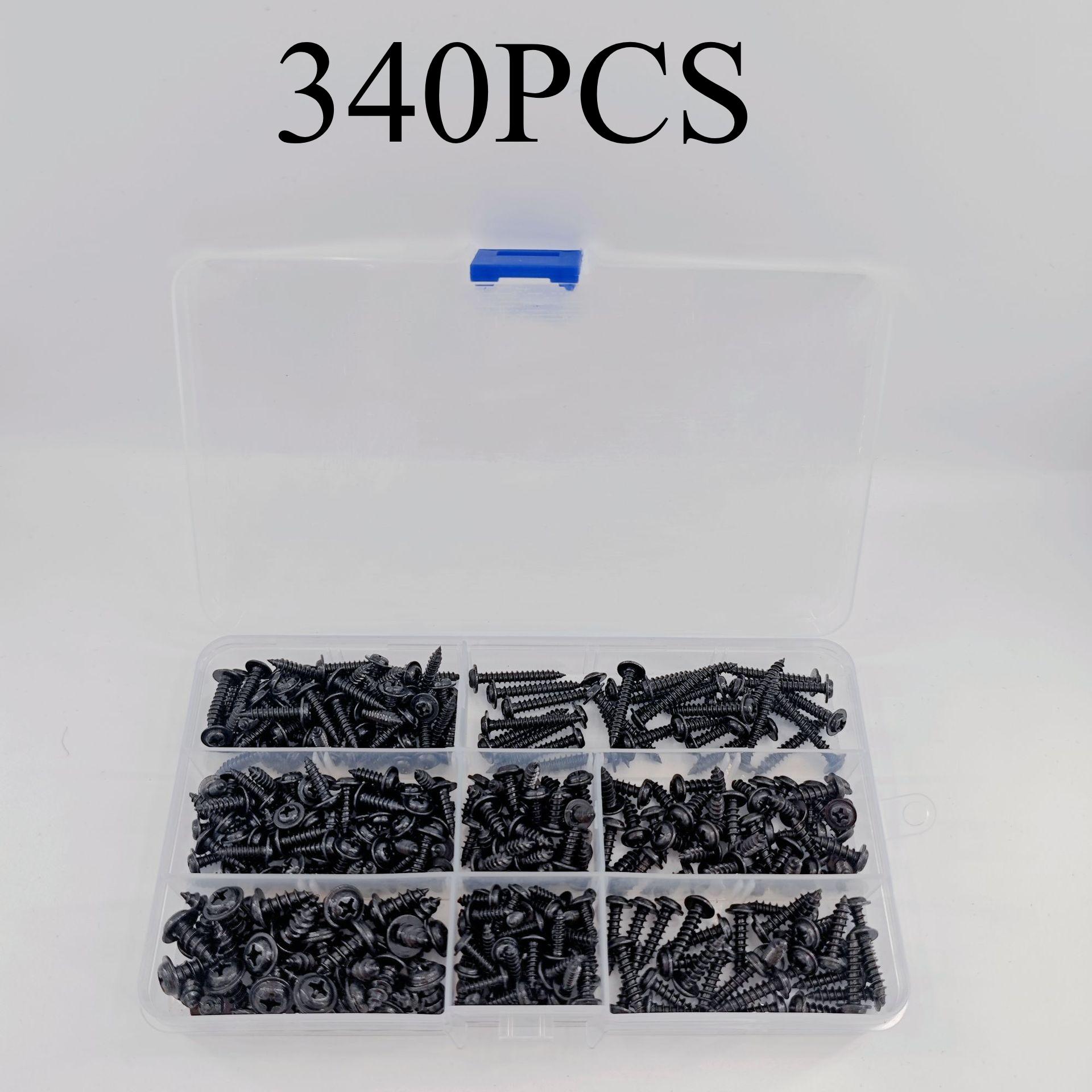 

1PACK/340pcs box, black cross self-tapping screw, round head screw set 340pcs