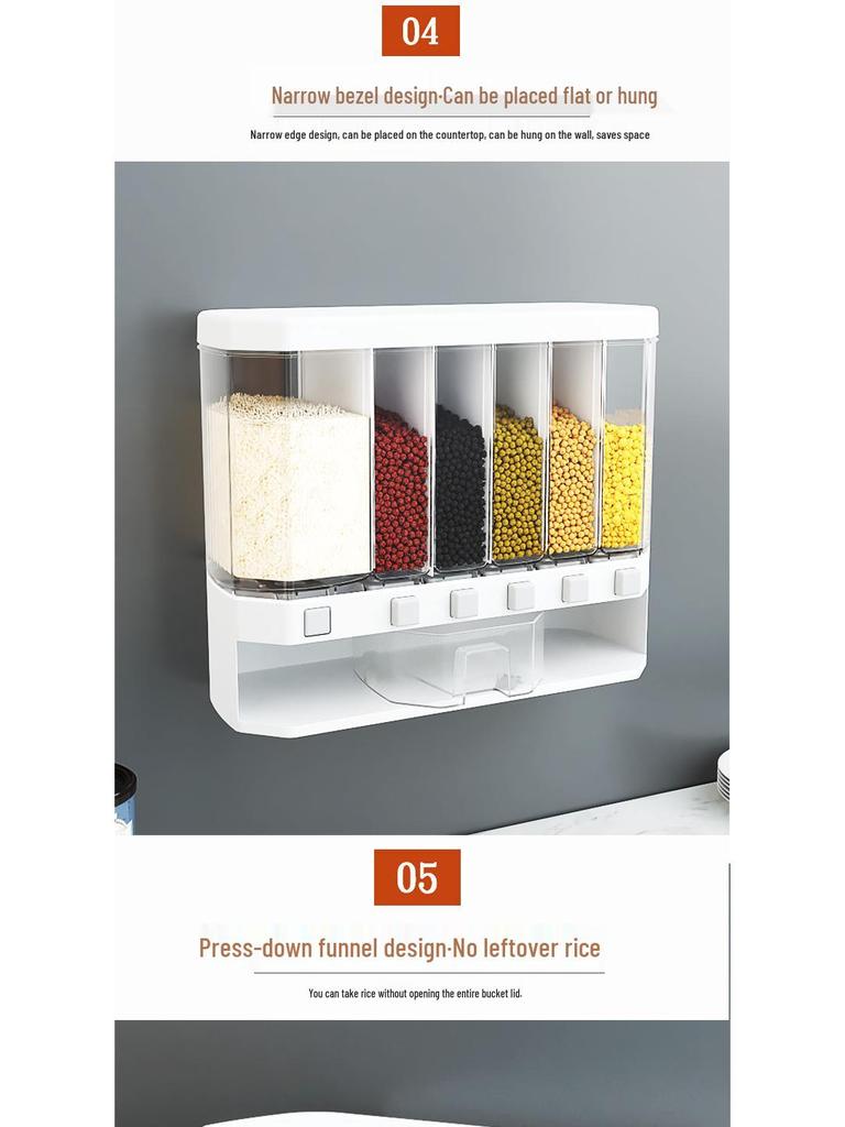 Wall-Mounted Rice & Grain Storage Container - Insect-Proof, Moisture-Proof, Sealed, and Multi-functional