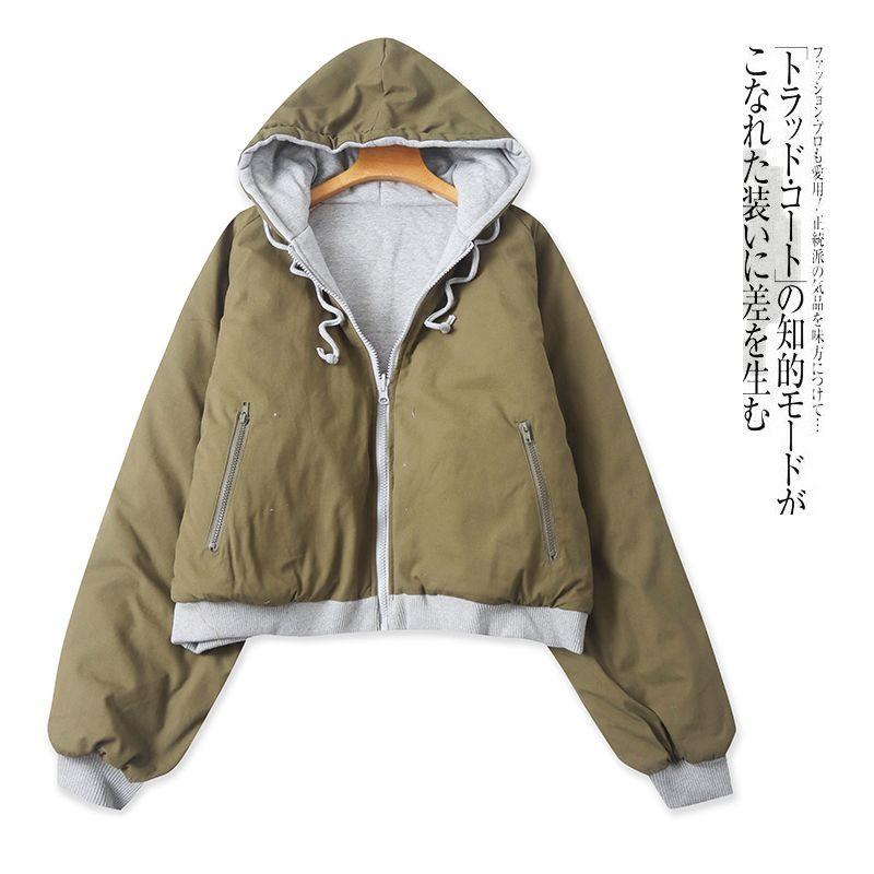 Thickened Cotton-Padded Coat Winter New Foreign Trade Women's Clothing Large Design Hooded Collar Long-Sleeve Zipper Jacket Cotton-Padded Coat 30232