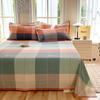 Geometric Grid Pattern Bed Sheet Set 3Pcs 100% Cotton Queen Size Bedding Set Skin-friendly Soft Bed Sheets with Pillowcases
