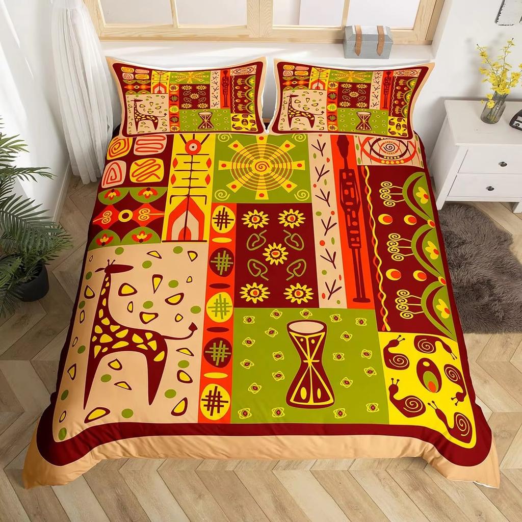 Tribal-Stil Daunendecken-Set Bettwäsche-Set 3-teiliges Bettbezug-Set