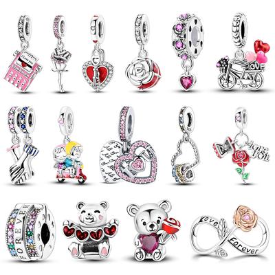 Copper Rose Heart Infinite Love Charms Valentine'S Day Beads Fit Original Bracelet Diy Jewelry Gift For Wife Girlfriend