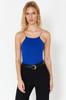 Women's Fashion New Blouse Green Strappy Basic Top Knitwear Blouse