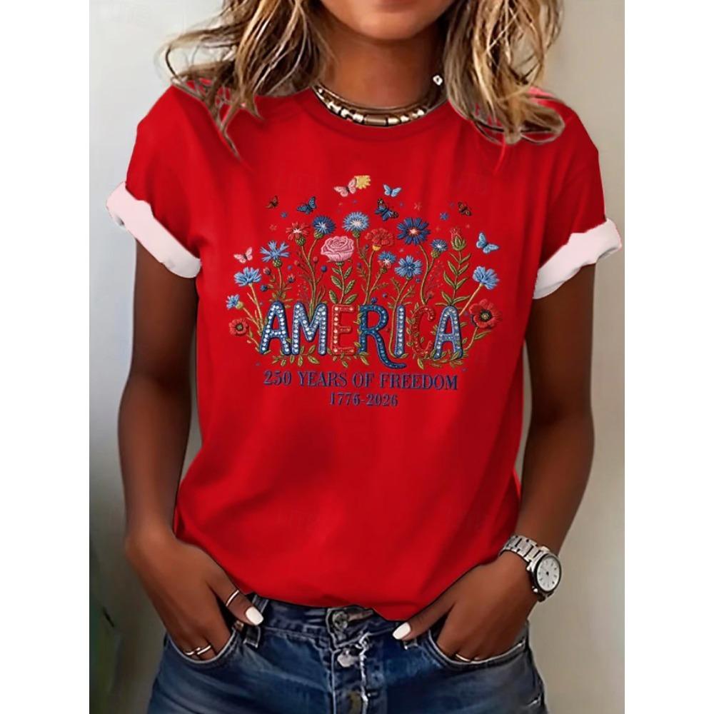 Fashion Women Retro Creative Flower Alphabet Print T Shirt Funny Casual O-neck Short Sleeves T-shirt Summer Female Tee Shirt