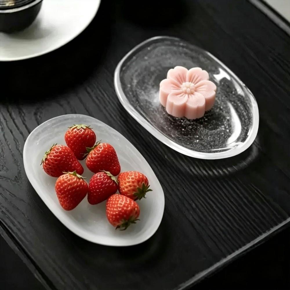 Exquisite Glass Dessert Dish Heat-resistant Trinket Storage Tray Cold Dishes Desktop Decoration