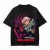 2026 Summer Azure Striker Gunvolt Game Oversized Tshirt  Character Print With Rudo Logo Casual Streetwear Tee