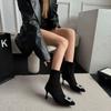 Pointed Skinny Boots Stretch Socks Suede Feng Shui Drill Casual Black Commuter Boots Thin Heel High Heel