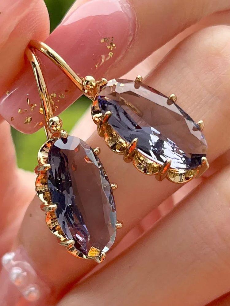 Trendy Women Oval Cubic Zirconia Earrings Temperament Elegant Design Luxury Female Dangle Earrings Aesthetic Jewelry 2022