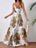Tropical Print High Slit Strap Dress - European & American Style