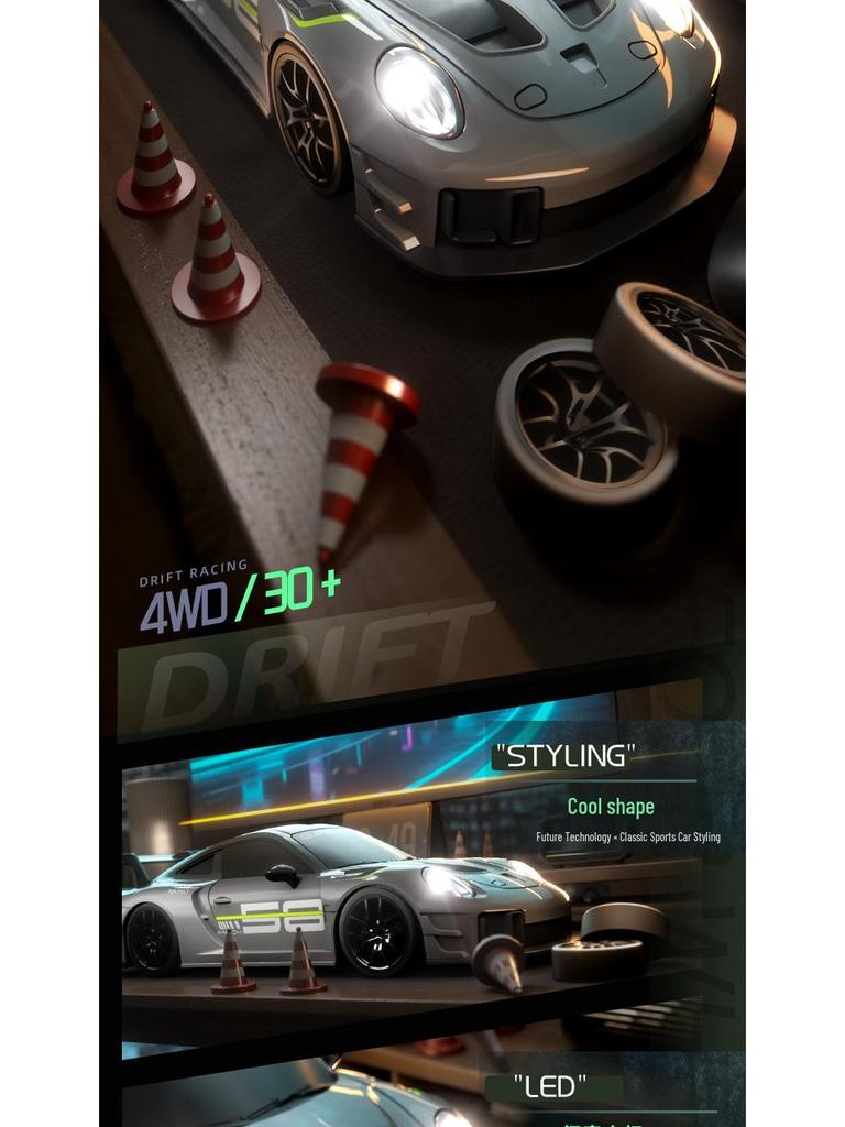 High-Speed RC Drift Car: Four-Wheel Drive, Electric Lights, Remote Control Racing Toy for Kids