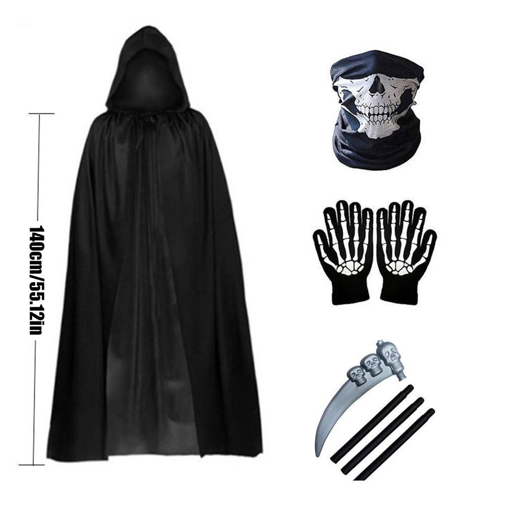 Game Character Cosplay Costume Set, Dress Up Party Costumes, Exhibition Performance Costumes,Black Cloak Cloak Set - Adult Four Piece Set