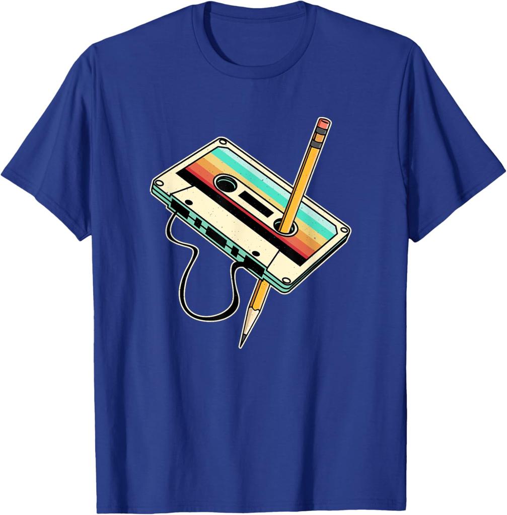80s 90s Retro Party Costume Nostalgia Cassette TShirt Graphic Tee Unisex Casual Cotton TShirt