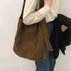 Large Capacity Corduroy Shoulder Bag Cotton Cloth Solid Color Shoulder Bag  All-match