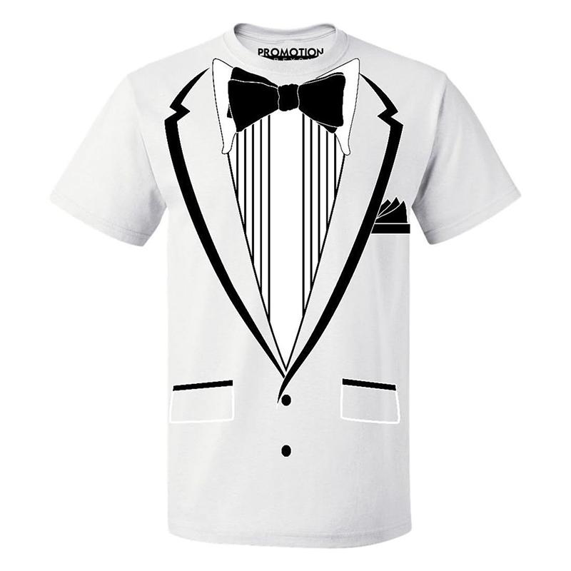 Tailcoat Printing T Shirt Men Street Funny Cosplay Short Sleeve T Shirts Fake Tie Captain Clothes Fashion Trend Top