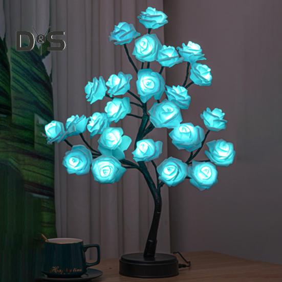 

Лампа Forever Rose Tree с USB-управлением, красочная 24 светодиодная подсветка, цветочное дерево, ночник, украшение для дома, день Святого Валентина, свадьба, подарок на день рождения розовый