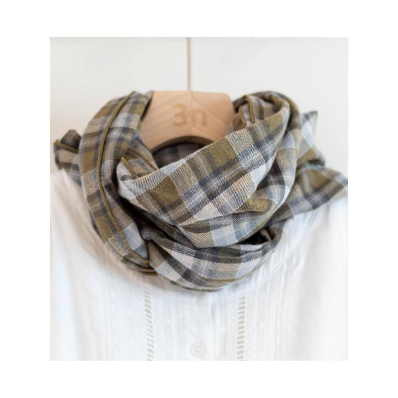 Cotton Plaid Scarf for Both Male and Female Students Versatile and Warm Long Silk Scarf