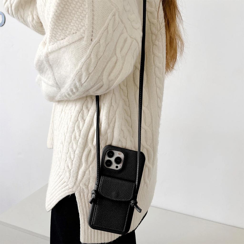 Crossbody Lanyard Phone Case For iPhone 16 15 14 13 12 11 Pro Max Mini XR XS Max 7 8 Plus Case Wallet Leather Card Holder Strap