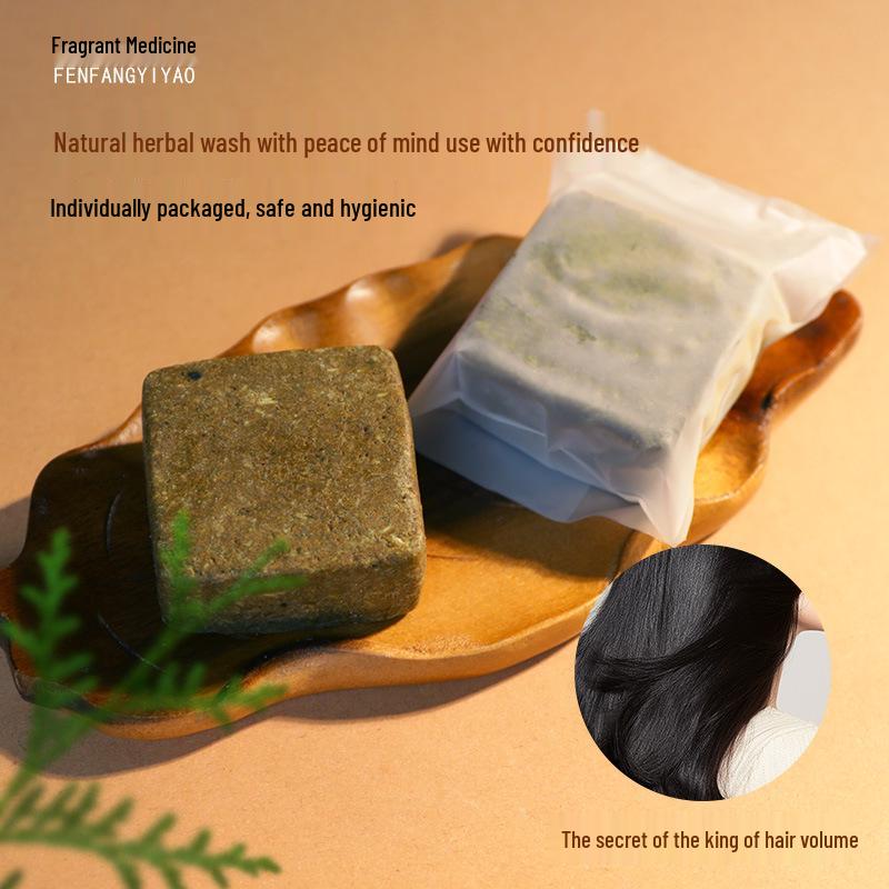 Natural Herbal Shampoo Soap with Oriental Arborvitae & Polygonum Multiflorum for Fluffy, Nourishing Hair Care