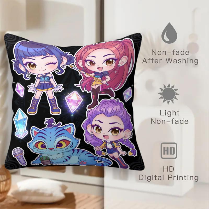 Kpop Style Throw Pillow Decorative Cushion Chibi Anime Girl Print For Sofa Bedroom Car Living Room Soft Nap Pillow For Teens Fans