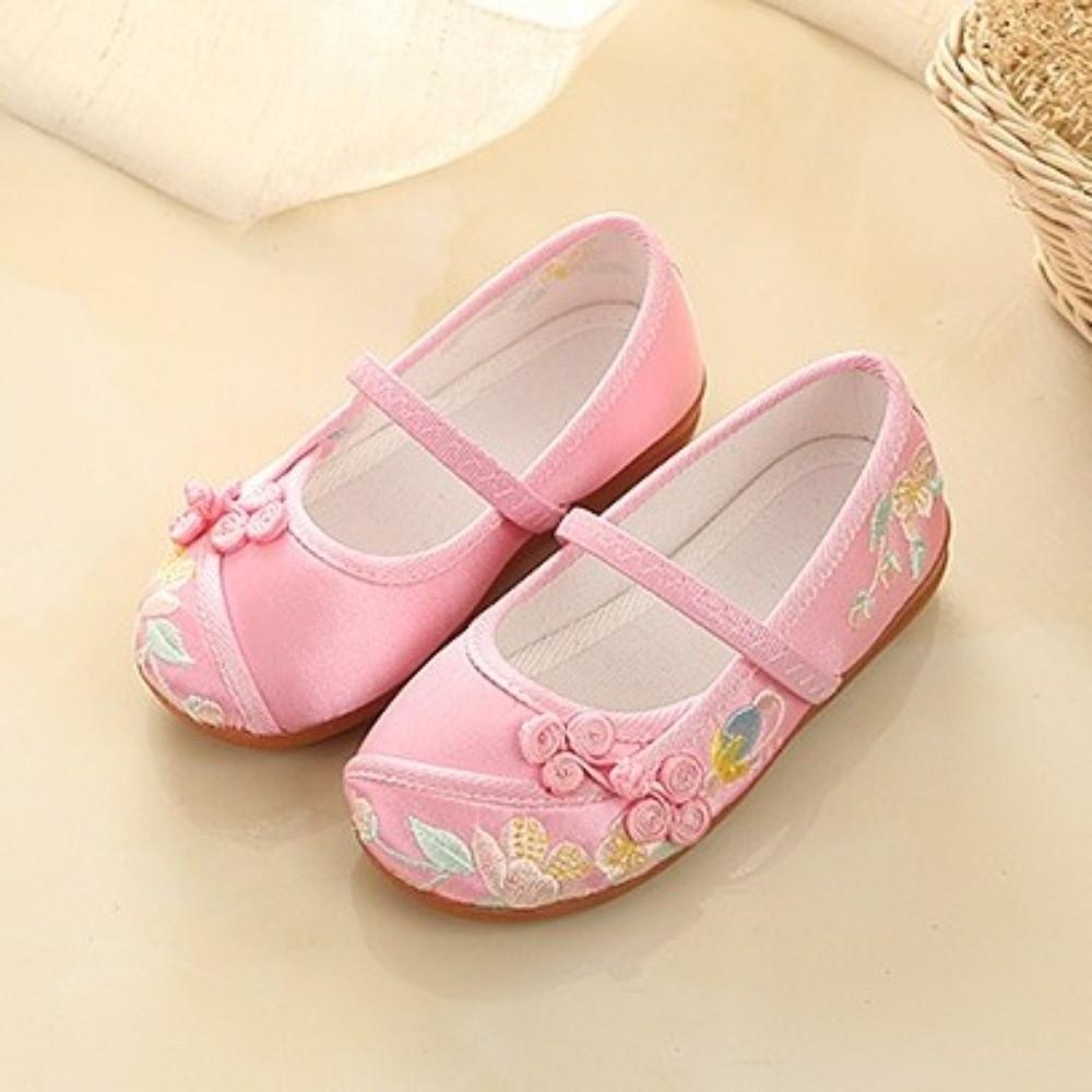Chinese Style Children Hanfu Flat Shoes Wear Resistant Embroidered Cloth Shoes Kid Gift