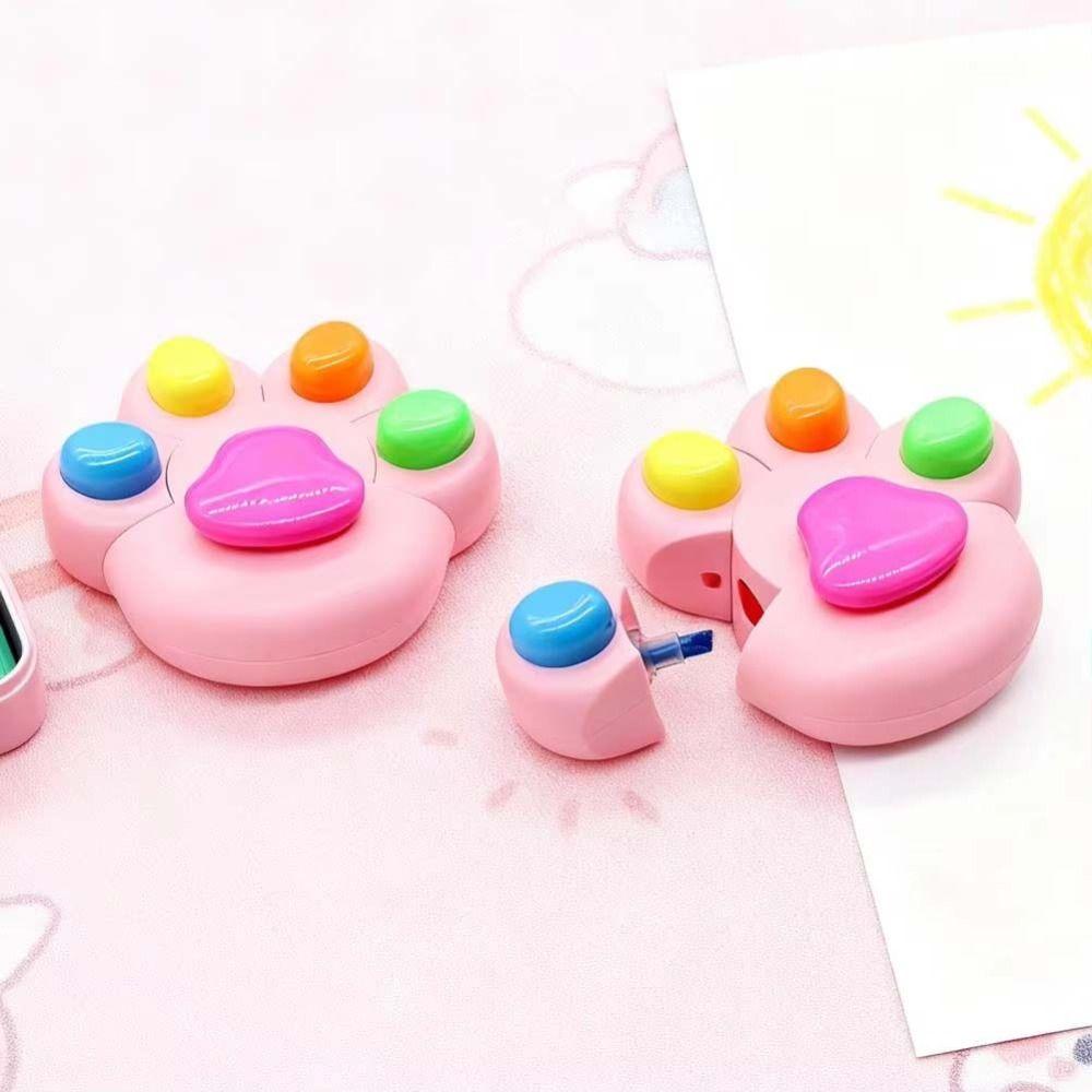 Marking Funnyl Highlighter Pen Cartoon Fluorescent Marker Creative Cat Paw Highlighter Pen Student
