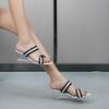 Women's Shoes Summer New Sexy Striped Cross High Heel Crystal Wedge Slippers Simple 1098 Series 8cm Heel LFD