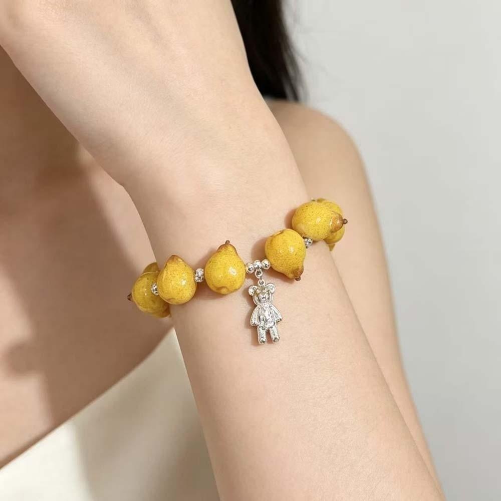 Cartoon Fruit Resin Bracelet Vibrant Colors Y2K Beaded Bracelet Best Friends Matching