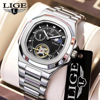 Dual Seconds Tourbillon Watch 24 Hour Mechanical Watch  Stainless Steel Authentic Men Watch