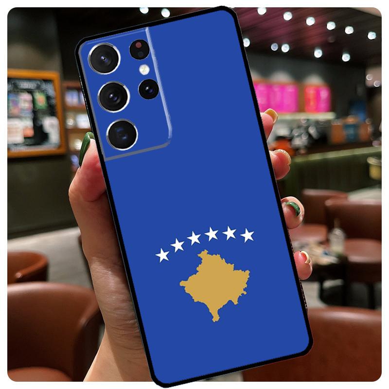 Kosovo National Flag Phone Case For Samsung Galaxy S25 S24 S23 S22 S21 S20 Ultra S9 S10 Plus S25 FE S24 FE Cover