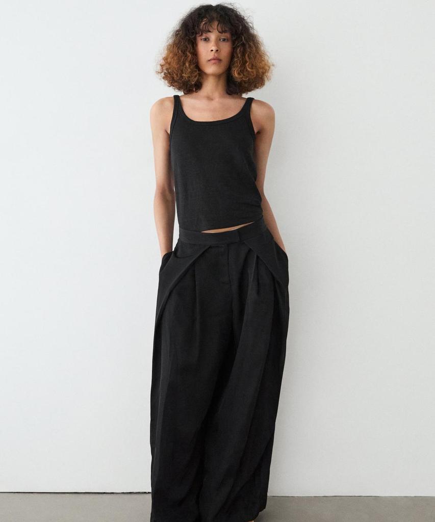 Masimodutti Pintuck Detail Satin Pants