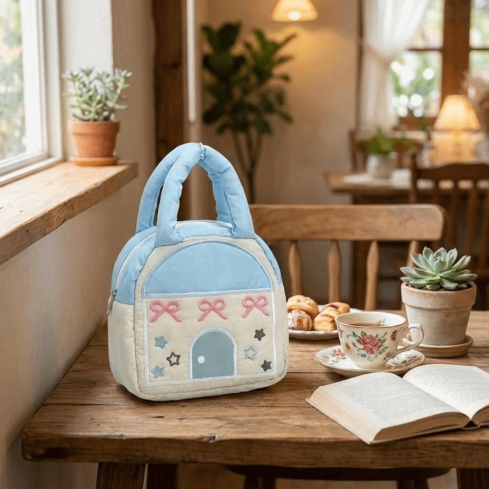 Portable Small House Shaped Handbag Large Capacity Makeup Organizer Bag  Daily Use