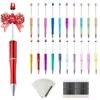60 Stück DIY UV-beschichtete beadbare Stifte Bastelset, 20 Stück Kunststoff-Perlenstifte mit zusätzlichen Minen & Aufbewahrungsbeuteln für DIY-Dekoration
