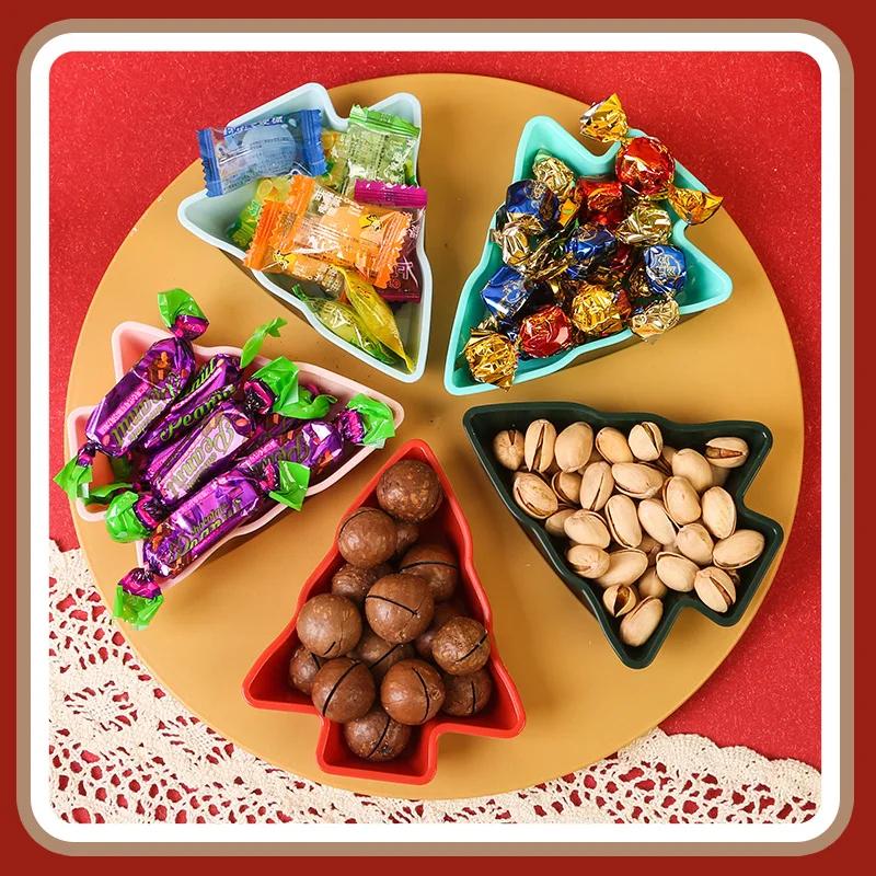 5/8 Grid Christmas tree fruit plate Christmas home dry fruit plate snack plate fruit plate living room creative high value