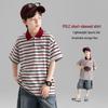 Boys' Striped Short-Sleeve Polo Shirt - Casual, Trendy Korean Style for Middle and Older Children