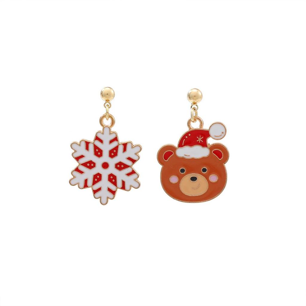 Pinkdudu Women Earrings Zinc Alloy Christmas Tree Snowflake Bear Deer Earrings Minimalist Holiday Jewelry Festive Accessories PD2351