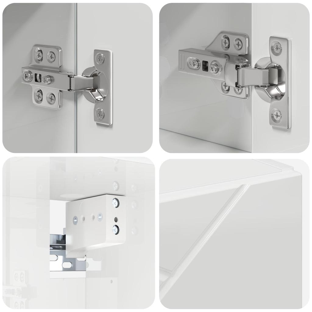 Mirror Cabinet High Gloss White 80 X 17 X 55 Cm Particleboard