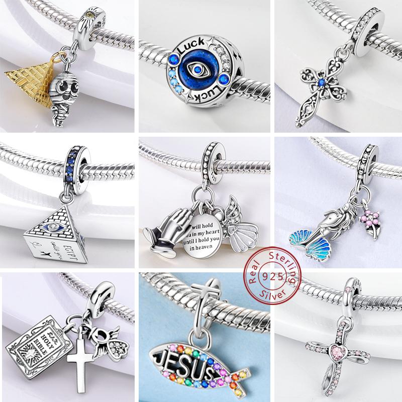 New 925 Silver Charms Beads Pendant Devil's Eye Blue Zircon Charms For Original Bracelet Charms DIY Jewelry Gift