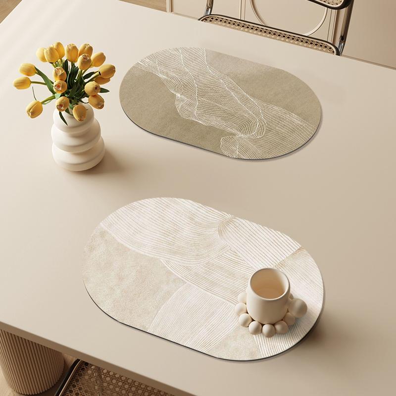 Faux Leather Placemats Oval Shape Cup Tableware Placemat Dining Table Coaster Non-slip Cup Pad Home Decor Dishes Mats