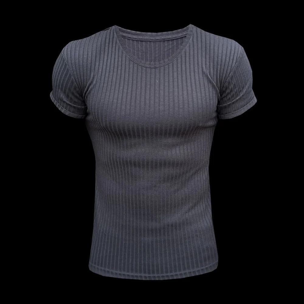 

Men S Summer Sports, Fitness, Leisure, Vertical Stretching, Vertical Stretching, Round Neck Short Sleeve T-Shirt S чорний
