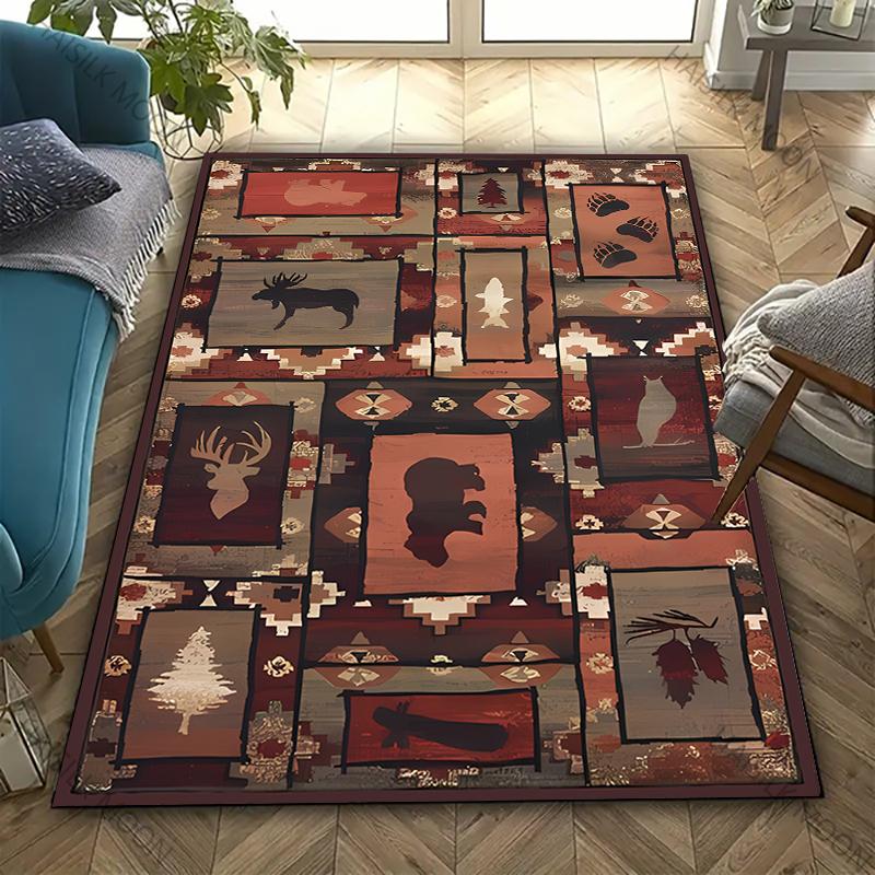 American Country Vintage Style Art Carpet Living Room Bedroom Sofa Large Area Decorative Mat Kids Play Soft Non-slip Rugs Gift