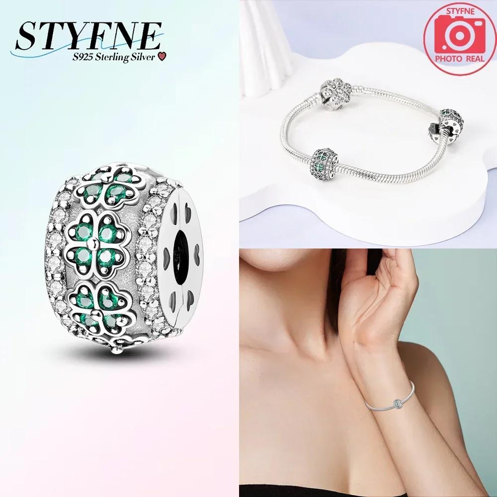 Original Copper Four-Leaf Clover Pink Zircon Snowflake Lock Charm Heart Beads Fit Bracelet Women Jewelry Diy Gift Accessory