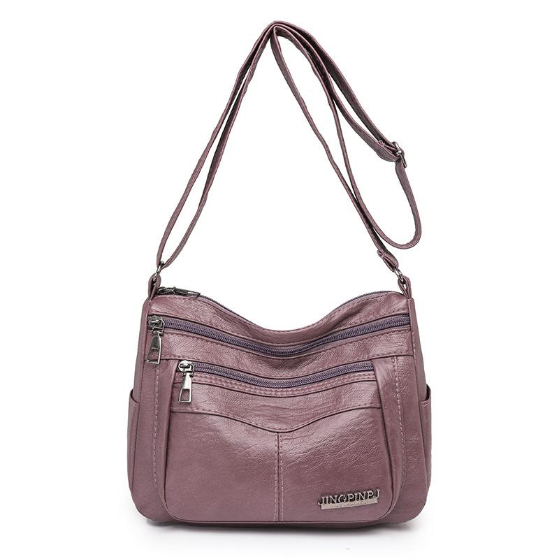 Simple PU Leather Multi Pocket Shoulder Bag