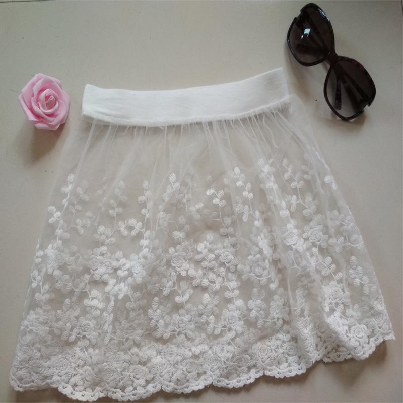 Four Seasons Women's Lace Mini Skirt with Embroidery - Fashionable Layer for Leggings, Sweatshirts, or Sweaters - Butt Covering Design