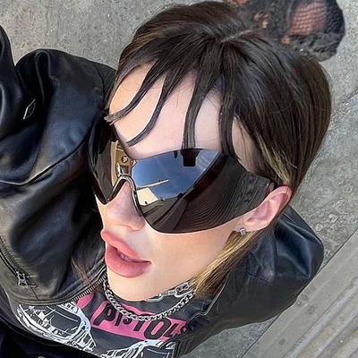 Windproof Large Frame Sunglasses Women'S Tide Frameless Integrated Cat Eye Sunglasses Men'S Glasses