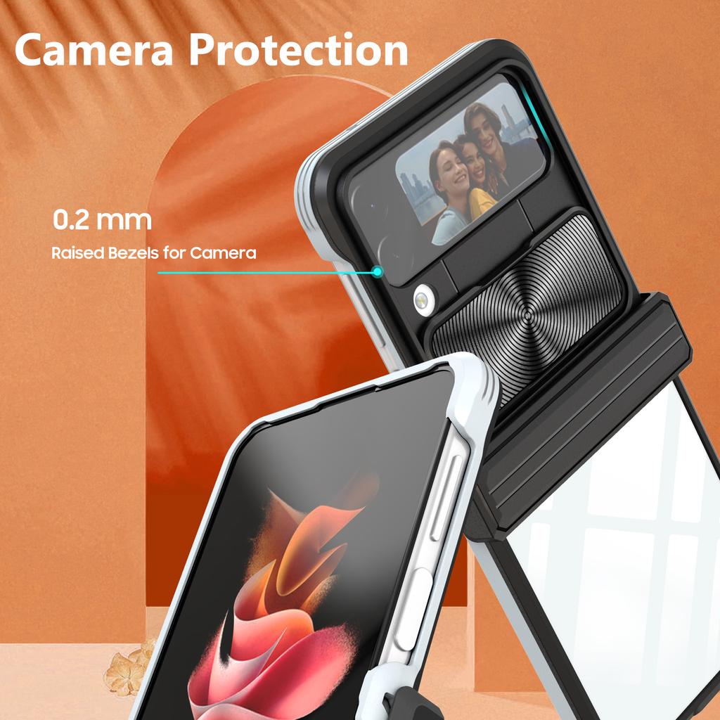 Drop Protection Acrylic Folding Clear Case For Samsung Galaxy Z Flip 4 5g Flip4 Zflip4 Camera Protective Phone Bag Funda Coque