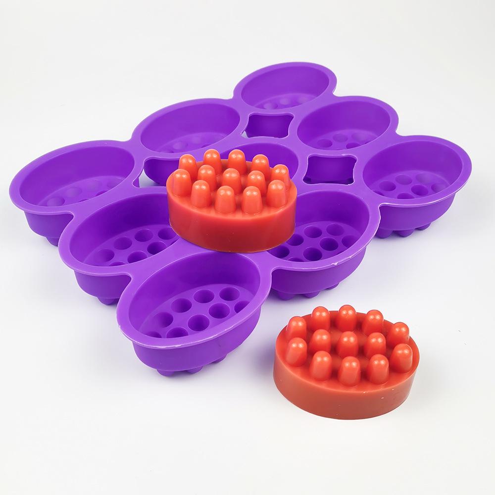 9-Cavity Oval Silicone Massage Soap Mold for DIY Handmade Soap