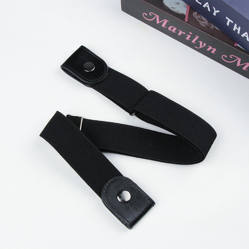 Casual No Buckle For Jeans Pants Buckle-Free Belt PU Leather Waist Belt Elastic