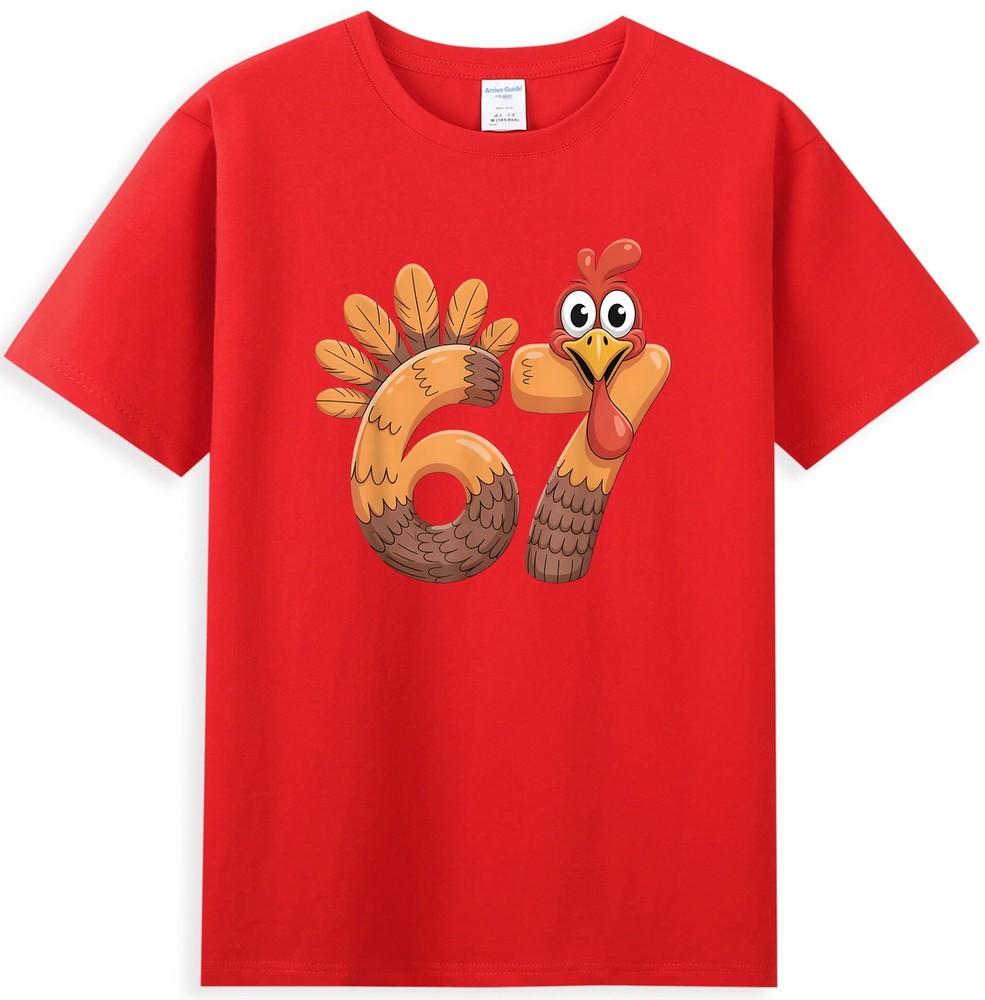 67 Bruh Turkey Chicken Funny Meme Humor Thanksgiving Unisexs Short Sleeve TShirt S