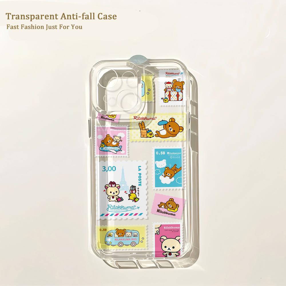 Anime Cute Rilakkumas Phone Case for IPhone 17 16 16e 15 14 13 12 11 Mini Pro Max X XR XSMax 7 8 Air Plus Transparent Back Cover